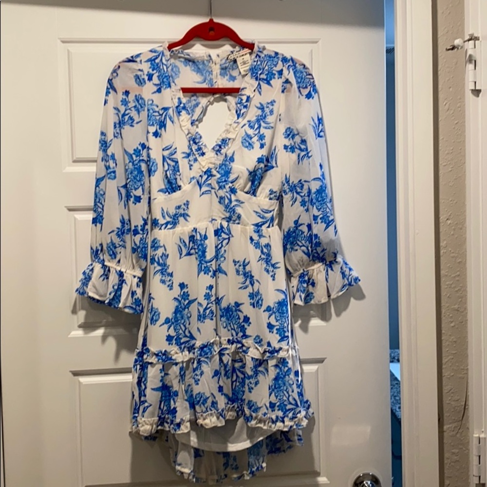 Long sleeve mini ruffle dress